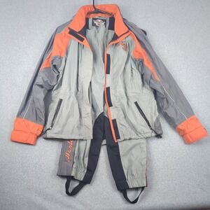 Vintage Y2K Harley Davidson Womens Reflective Biker Jacket Pants Rain Suit Small